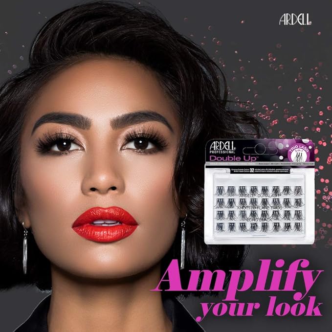 Ardell Double Up Trio Individual Lashes, Long Black - DIY Lash Clusters, Cluster Eyelash Extensions, Customizable Lash Extension, 4 Pack