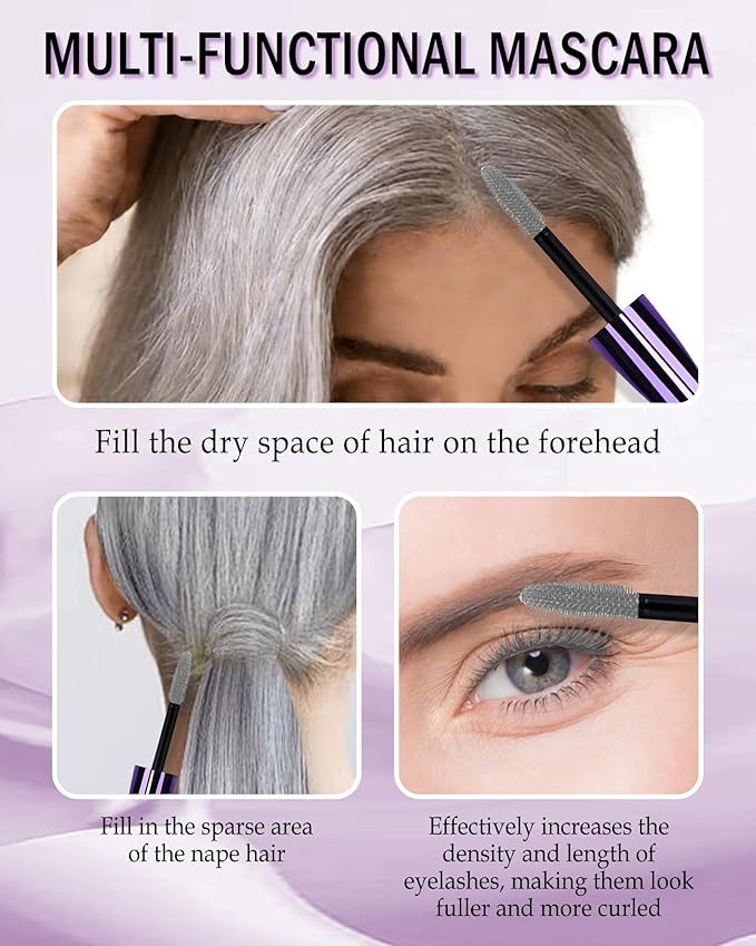 5D Gray Mascara for Eyelashes-1Pcs Longlasting Waterproof Smudge-Proof Cold Grey Mascara Volume and Length, Volumizing Defining Eye Lashes, Women’s Mother’s Day Eye Makeup Gift for Older Women 60 plus