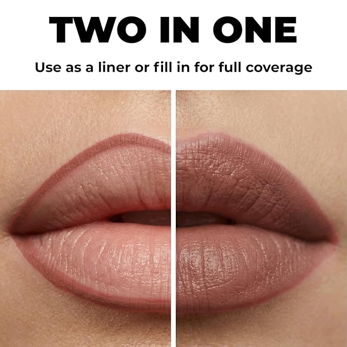 Lamel Gel Lip Liner Pencil - Pink Taupe - 2-in-1 Waterproof Lip Liner - 8-Hour Wear, Creamy Texture, Sharpenable, High Pigment - Provides Smooth Finish or Full Coverage - N.410