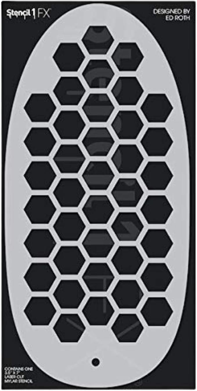 Stencil1FX - Hexagon Eye Makeup Stencil for Costumes, Dress Up, Halloween, Cosplay, Face Painting, Raves, Festivals, Parades, Parties