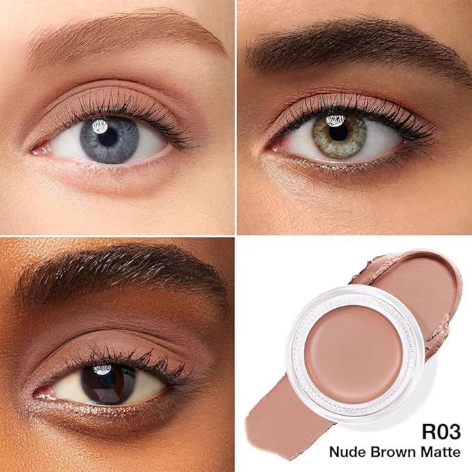 FeiCuiYun Single Cream Nude Brown Matte Eyeshadow Palette Makeup, Natural Single Mini Instant Holographic Eyeshadow For Women, Sombras Crema Para Ojos, Talc, Paraben & Cruelty Free, R03