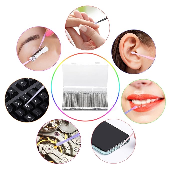 300pcs Disposable Micro Applicators brushes,JASSINS Eyelash Extensions Microfiber Wands Applicator Brush,False Eyelashes Brush Clean Mascara swabs(2.0 mm With Container) (BLACK)