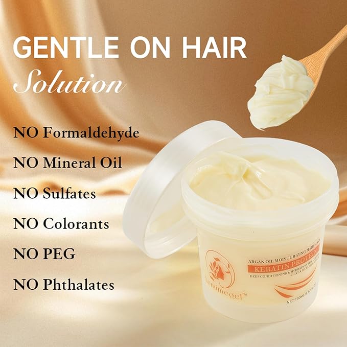 Collagen Hair Mask,Deep Repair Conditioning Argan Oil Hair Mask for Damaged Hair Treatment, Deep Conditioner Hydrating Hair Masque for All Hair Types 3.38 oz 100ml