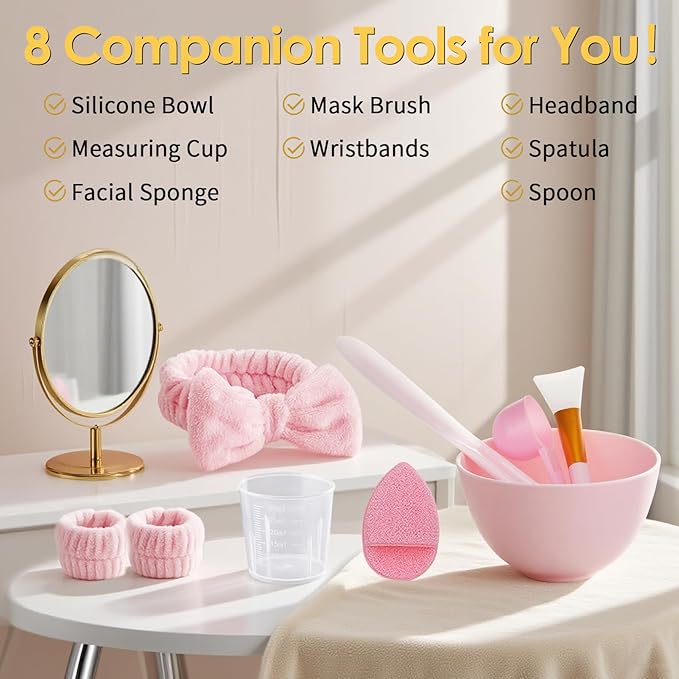 Pjordo Powder Jelly Mask for Facials Professional, Peel Off Facial Mask for Hydrating & Moisturizing, Hydrojelly Mask for Women Men Skin Care, Home DIY Spa Use for All Skin with 24K Gold
