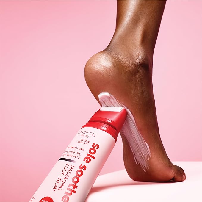 Onyx Professional Sole Soother Foot Cream, Vanilla Coconut Scent, 5 fl oz - Built-In Foot Massager, Urea Foot Cream that Massages & Moisturizers Feet