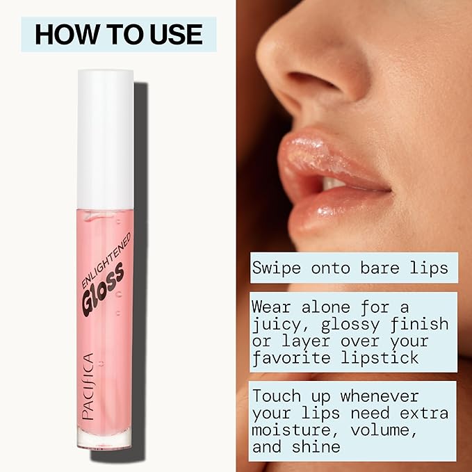Pacifica Plumping Lip Gloss – Berry Juice Flavored No-Sting Lip Plumper for Fuller, Hydrated Lips, Non-Sticky Volumizing Shine with Shea & Jojoba, Natural Berry Flavor, Vegan & Cruelty-Free 0.14oz