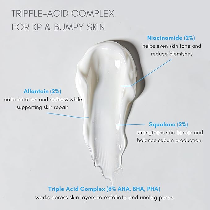 KP Treatment Serum - Triple Acid Complex (AHA + BHA + PHA) for Keratosis Pilaris | Gentle Daily Body Serum for Rough Bumpy Skin, Strawberry Legs & Ingrown Hairs | 4 fl oz