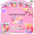 Eye Masks (24 Pairs) - Gift for Her - Tri-color Glitter Under Eye Patches for Dark Circles, Puffiness, Wrinkles, Soothing & Hydrating, Peptides Eye Gel Pads, Beauty Essential for Women, Birthday Gift