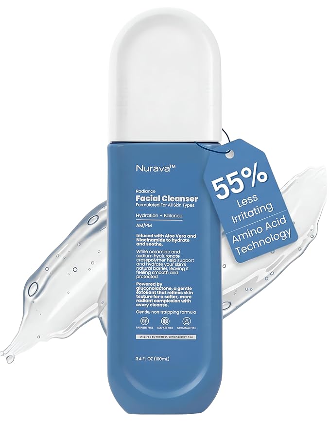 Barrier Repair Face Cleanser By Nurava | Ultra-Gentle Amino Acid Cleanser for Sensitive & Reactive Skin | Soothes Redness with Hyaluronic Acid, Niacinamide, 5 Ceramides & Panthenol – 100ml