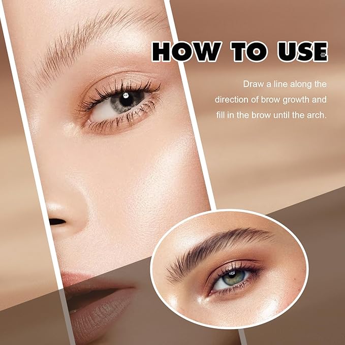 Microblading Eyebrow Pen, 2PCS Magic Waterproof Eyebrow Pencil with 4 Micro-fork Tip, 3D Natural Fine Stroke Eyebrow Pen for Women, Easy to Use Eye Brow Pencil for Defined Makeup (Dark Brown)
