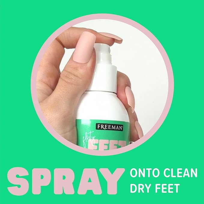 Freeman Flirty Feet Coconut and Aloe Instant Peeling Foot Spray, Softening Foot Peel Mask Exfoliates & Removes Dead Skin, Moisturizes Dry Feet, Clean Ingredients, 4 fl.oz./ 118 ml Bottle (Pack of 2)