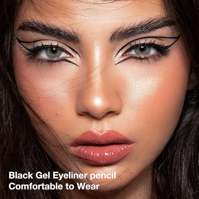 WanTuoluo Automatic Black Eyeliner Pencils, 6PCS Eye Liner Shadow Brow Pen for Women – Multi-Use Auto Cream Smooth Matte Blackest Pen, Vegan (ZC)