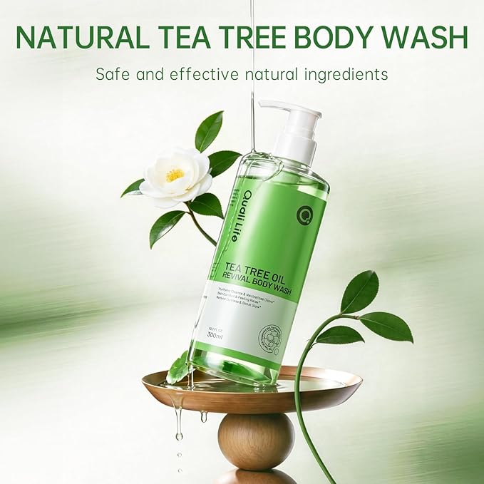 Tea Tree Body Wash, Natural Tea Tree Oil Body Cleanser for Antibacterial, Odor-Control & Itchy Skin Relief, Gentle and Refreshing Body Wash for Men and Women, 10.1 Fl Oz