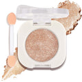 Champagne Glow Eyeshadow with Brush, Single Glitter Mini Eye shadow Palette, Silky Fine Subtle Shimmer for Old Women, Lightweight & Ultra-Blendable Formula for Daily Eye Glitter Makeup Kit (#09)
