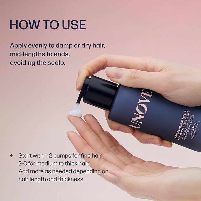 UNOVE Frizz-Calming Sleek Leave-In Conditioner, Anti Frizz Heat Protectant Hair Treatment, 72-Hour Frizz Control, Humidity & Static Resistant, 150 ml / 5.07 fl oz