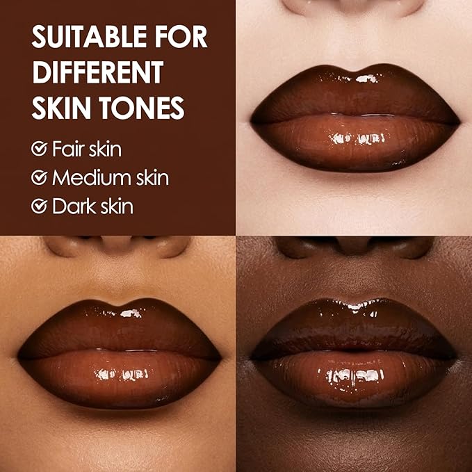 Erinde Lip Combo Set, Brown Lip Liner and Gloss Set, Nude Ombre Makeup, Lip Kit With Lip Liner and Gloss, High Shine Hydrating Lip Oil Non Sticky Finish, Waterproof Lipstick Pencil with Sharpener