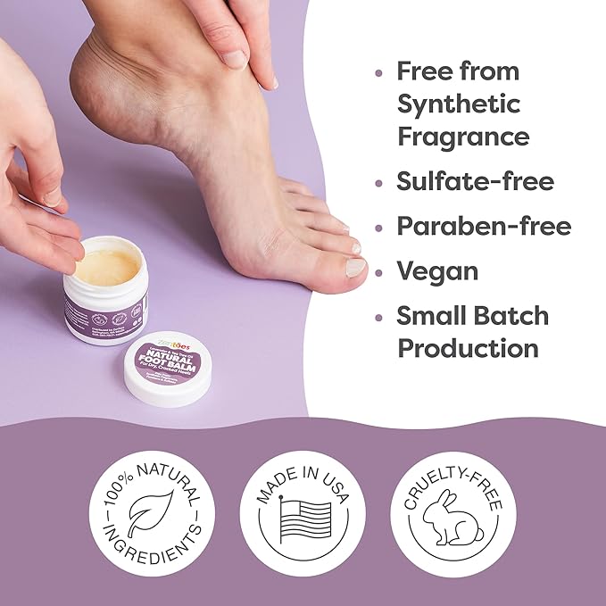 ZenToes Natural Foot Balm | Hydrating Cream for Dry, Cracked Heels & Feet | Enriched with Coconut, Tea Tree, Jojoba & Vitamin E Oils | Soothes & Softens Rough Skin | 2oz