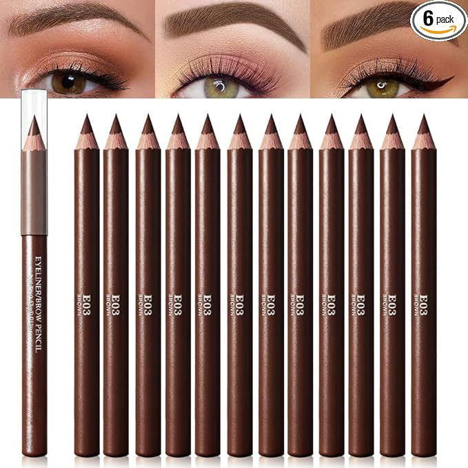12Pcs Light Brown Eyebrow Pencils for Women, Wooden Hard-Core Eyebrow and Eyeliner Pencil, Long Lasting Waterproof and Sweat-Proof, Beginner Makeup Brow Pencil (Light Brown)
