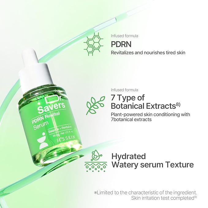 Dr. Savers PDRN Revital Face Serum, 1.01 Fl Oz, Rejuvenating Skin Barrier & Firming Care with Mugwort-Derived PDRN Face Serum, Ceramide & PHA, Healthy Glow, Personalized Korean Skincare