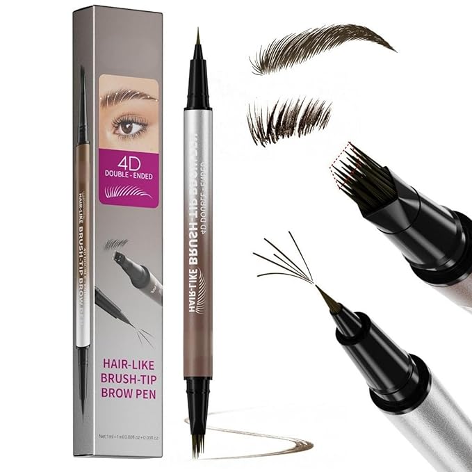 Microblading Eyebrow Pencil & Pen for Women，Waterproof Smudge Proof Quick-Dry Brow Definer with Micro Split Tip for Hair Like Strokes, Faux Brow Lift and Snatch Brow Tint (Black Brown)