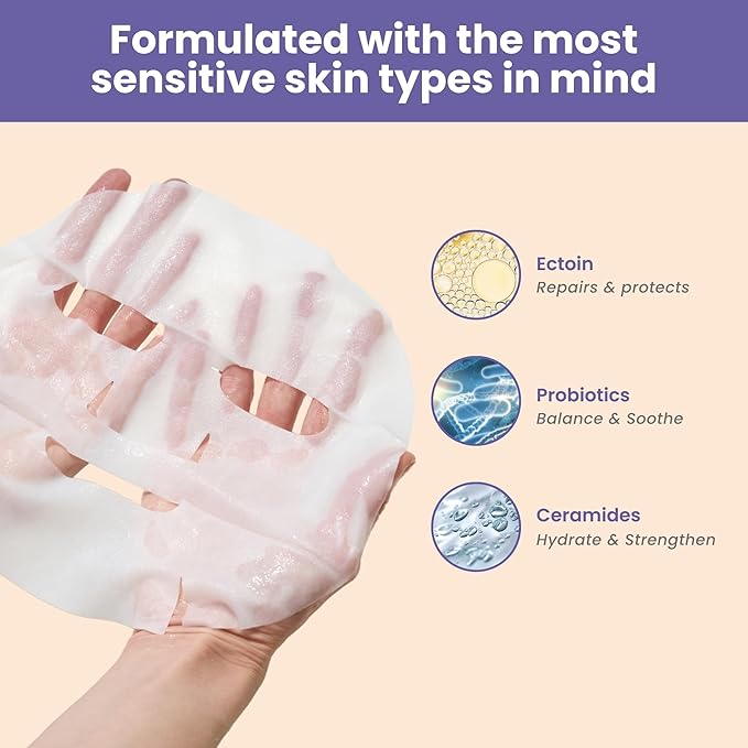 Patchology Skin Remedy Barrier-Boosting Sheet Mask – Single Use Face Mask with Ectoin, Ceramides & Probiotics – Hydrates, Protects & Nourishes – Suitable for Sensitive & All Skin Types (Pack of 3)