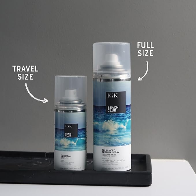 IGK Beach Club Texture Spray for Hair Travel Size | Instant Volume, Texture and Hold | Salt-Free, Non-Drying Finishing Spray | Vegan + Cruelty-Free | 1.7 Fl Oz (Pack of 2)