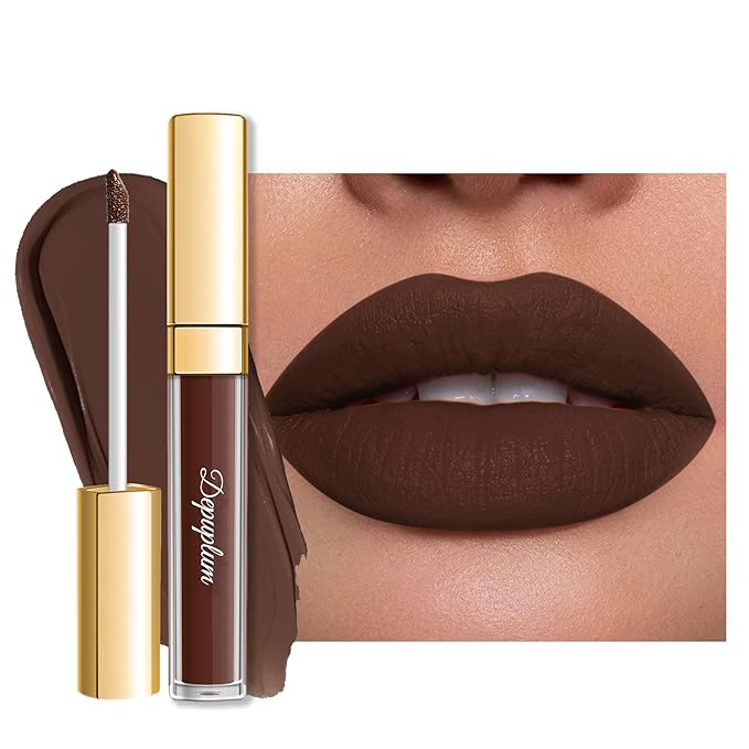 Depuplum Dark Brown Lipstick Matte for Women Color Stay Long Lasting Lipstick Drak Liquid Lipsticks Cruelty Free Lip Color for Mother's Day, DM15 Chocolate