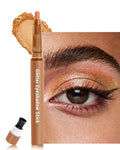 Glitter Eyeshadow & Eyeliner Stick 2 in 1, Metallic Shimmer Eyeshadow Stick, Twist-Up Built in a Sharpener Champagne Eyeliner Pen, Waterproof Creamy Eye liner Makeup for Women Christmas-10 Champagne