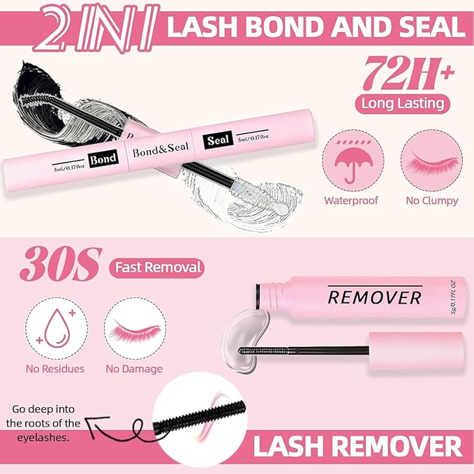 QUKLOGEN DIY Wispy Lash Extension Kit 610Pcs D Curl 6 styles Individual Lash Clusters Eyelash Extension with Lash Bond and Seal,Quick Glue Remover Tweezers Eyelash Brush Mini Applicator