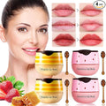 4 PCS Honey Lip Balm Pot, Strawberry & Honey Lip Mask, Reduces Lines, Hydrate & Moisturizing Skin Care, Prevention Dry Cracked Lips Repair Treatment