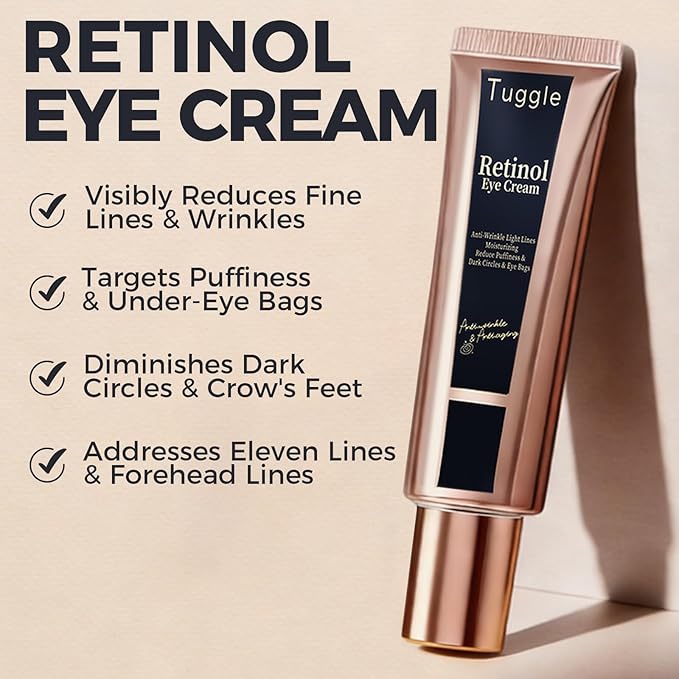 Retinol Under Eye Cream – Anti Aging Eye Cream for Puffiness and Bags Under Eyes & Wrinkles, Firming and Moisturizing, Gentle Formula for Men & Women to Reduce Fine Lines 0.7 Fl.Oz