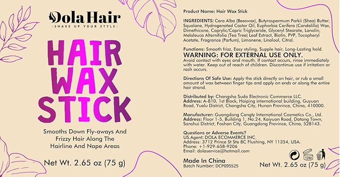 Dolahair Hair Wax Stick - Flyaway Control and Styling Pomade for Kids, Women, and Men - Accessorie Slick Back Hair Brush Kit Hair Bun Maker (Pack of 4)