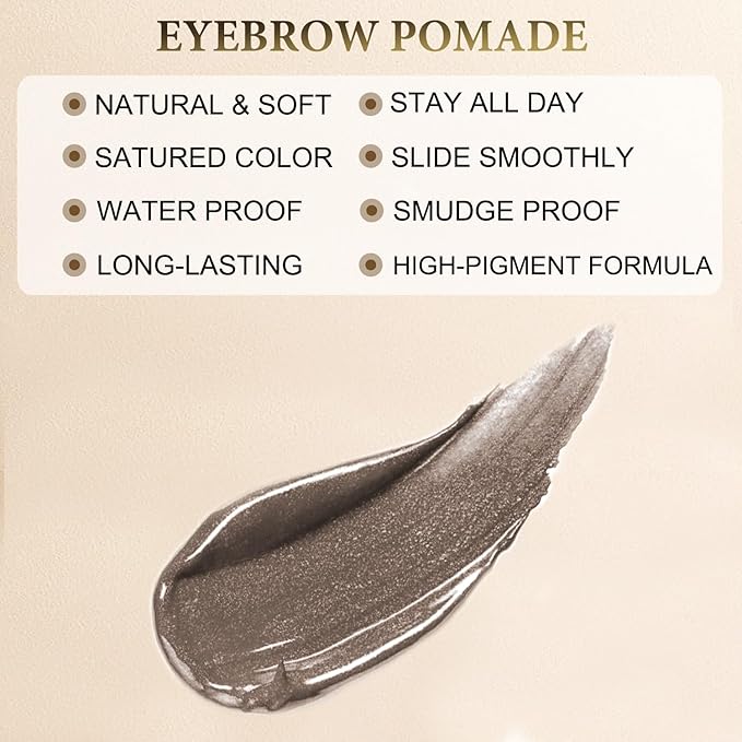 Eyebrow Pomade - Waterproof Brow Pomade for Long-lasting Results,Smudge Proof and Sweat Resistant Formula,Natural Eyebrow Makeup for All Skin Types and Tones - Soft Coffee