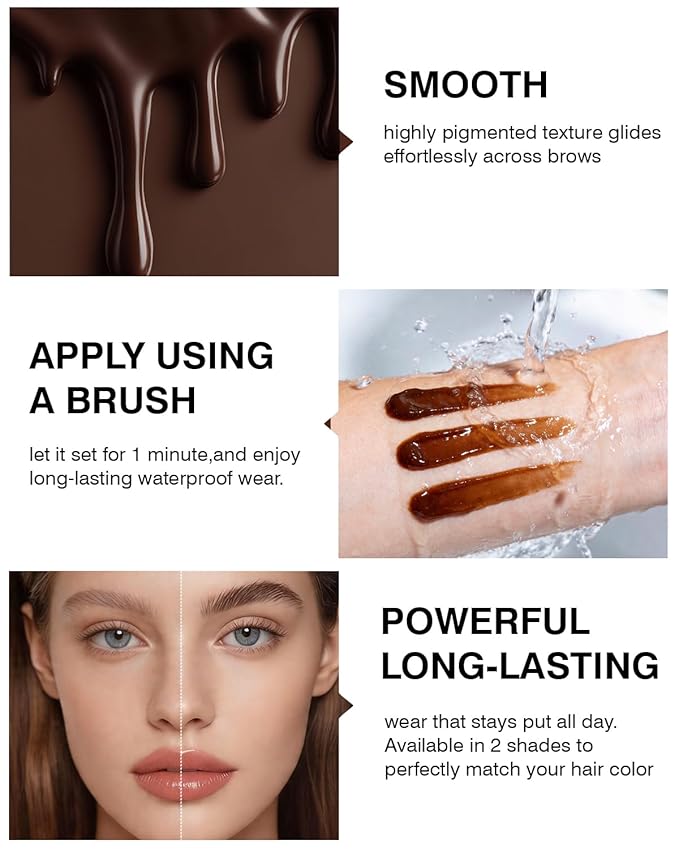 3D Tinted Eyebrow Gel Kit With Brow Stamp Stencil，Long Lasting 24 Hours Waterproof Smudge-proof Brow Cream Makeup Kit（Dark BROWN)