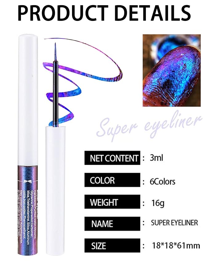 Chameleon Glitter Eyeliner Liquid,Pink Purple Metallic Satin High-Pigmented Color Multi-Reflective Finish Glitter Eye Liner Eyeshadow Pen,Ultra-Fine Tip Eyeliner,Christmas Makeup Gift for Women-06