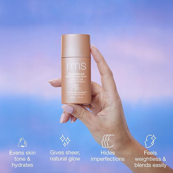 RMS Beauty Supernatural Radiance Serum SPF 30 - Lightweight Hydrating Facial Sunscreen with Antioxidants Natural Glow Enhancer Broad Spectrum UVA/UVB 1 oz