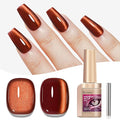 Red Gel Nail Polish, Magnetic Smooth Cat Eye Nail Polish Red Brown Color Shimmer UV Glitter Holographic Cateye Gel Polish with Magnet Manicure Salon DIY at Home