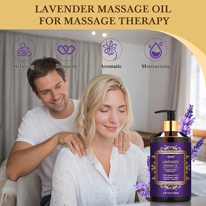Pjordo 3 Pack Massage Oil for Massage Therapy, Lavender Oil for Relaxation, Sore Muscle Arnica Oil & Cellulite Massage Oil, with Massage Roller Ball & Thumb Saver Tool, Massage Kit for Him Her