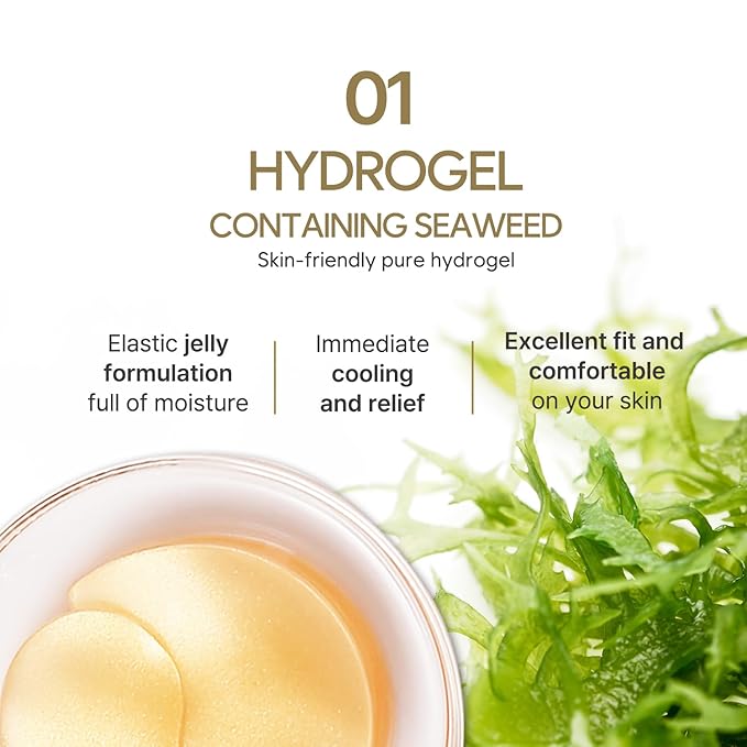 Petitfee Gold Hydrogel Eye Patch 60ea (30pairs) - 24k Gold Eye Mask for Moisturizing, Glowy Skin, Hydrating, Skin Elasticity, Youthful Complexion, Ginseng, Collagen