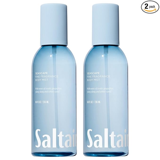 Saltair Body Mist 2 Pack - Fine Fragrance, Lightweight Body Spray Mist with Seascape Scent. Long Lasting Perfume Mist. 2x 8oz Bottles