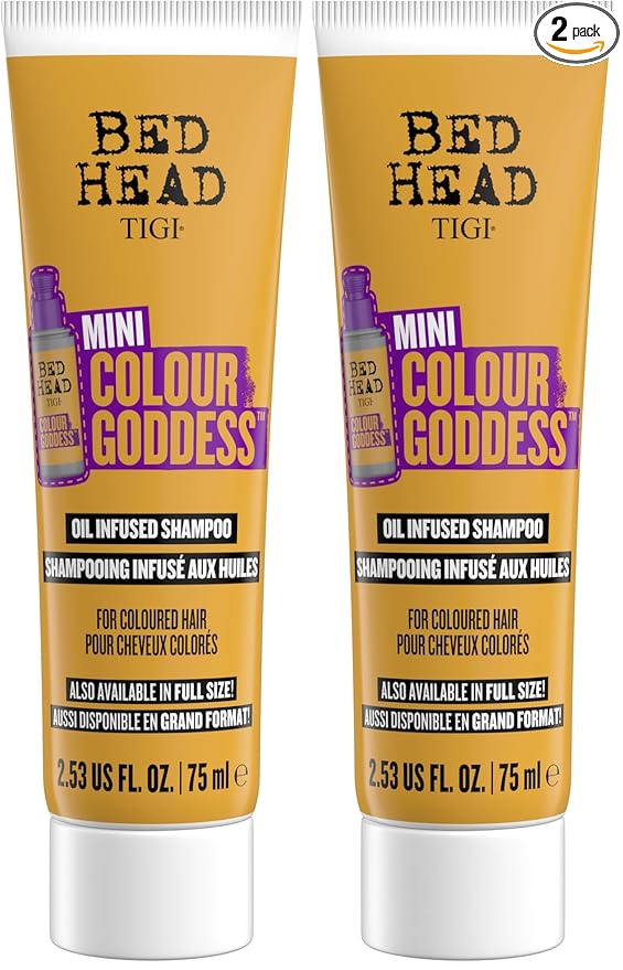 Bed Head by TIGI Colour Godess Shampoo Travel Mini – Oil Infused Shampoo for Color Treated Hair, 2.53 fl oz (Pack of 2)