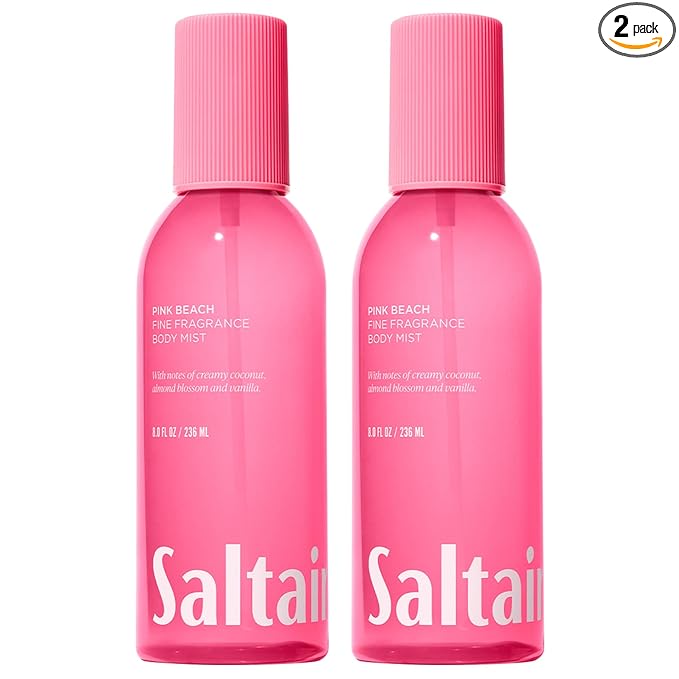 Saltair Body Mist 2 Pack - Fine Fragrance, Lightweight Body Spray Mist with Pink Beach Scent. Long Lasting Perfume Mist. 2x 8oz Bottles