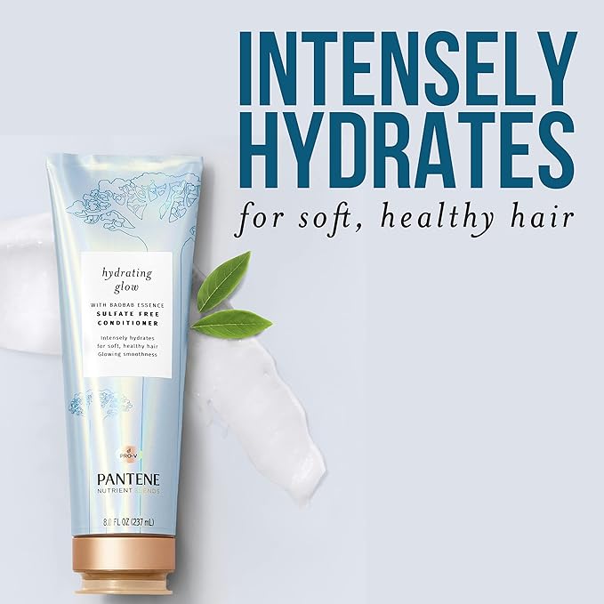 Pantene Sulfate Free Conditioner, Hydrates Dry Damaged Hair, Nutrient Blends with Baobab Essence, Safe for Color Treated Hair, 8.0 oz