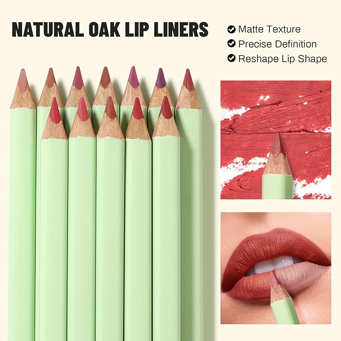 Pudaier 12-Color Lip Liner Set - Matte Velvet Lip Liners With Storage Bucket, Waterproof & Long-Lasting Nude Lip Liner Pencils, Creamy Smooth & High Pigmented, for Defining & Filling Lips