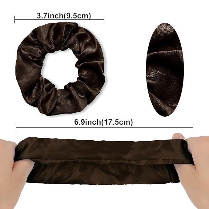 Silk Satin Scrunchies for Women Girls 12 PCS Brown Hair Scrunchies Silk Satin Hair Ties for Thick Hair Bulk Hair Ties Hair Accessories