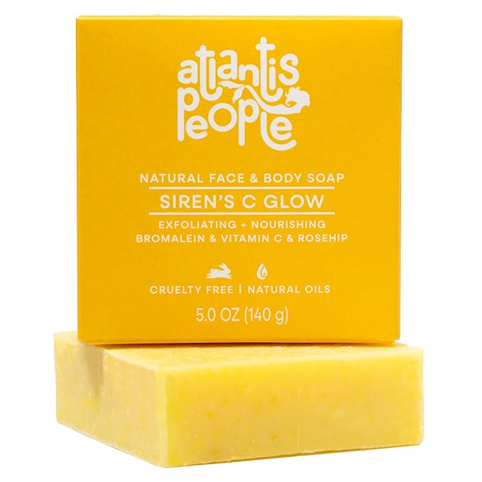Siren's C Glow – Vitamin C Enzyme Soap for Face & Body with Pineapple Enzymes, Rosehip Oil, Shea Butter & Ascorbic Acid – Hydrating, Vegan, Cold Process, Sulfate-Free – 5 oz