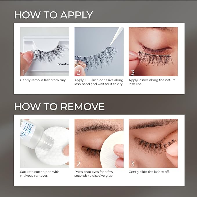KISS Triple Push-Up, False Eyelashes, 'Robe', 12mm, Includes 4 Pairs Of Lashes, Easy to Apply, Reusable Lash Clusters