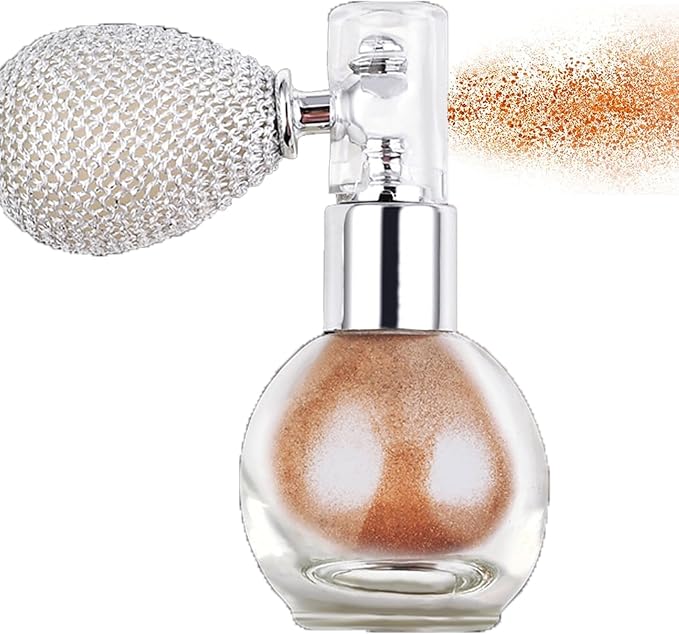 Bronze Highlighter Spray for Face and Body, Long Lasting Sparkle Glitter Powder with High Gloss Shimmer Makeup for Women, Festival Party Rave Wedding Stage and Halloween Christmas Crafts