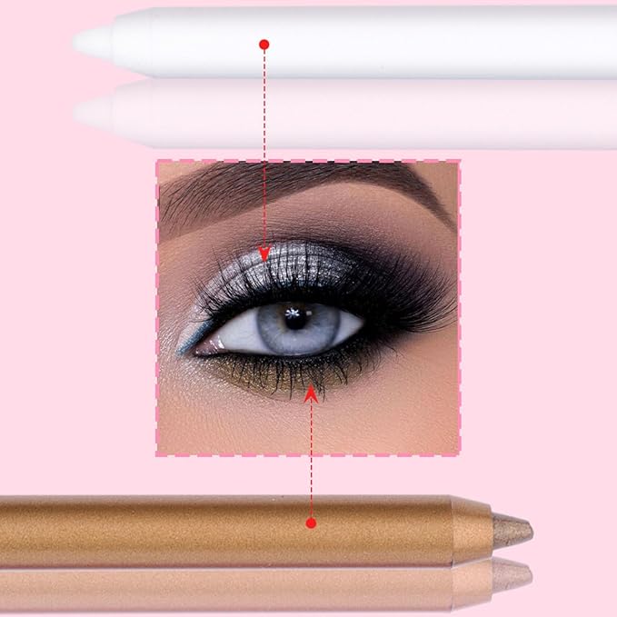 Eyeliner Set, 12 Colors Eye Shadow Pencil, Metallic Glitter Pearl Eye Pencils, Professional Waterproof Long Lasting Eye Makeup Set for Women