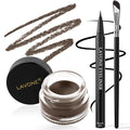 LAVONE Eyeliner Set - Waterproof Makeup Kit with Liquid Eye Liner Pencil, Gel Eyeliner and Angled Eye Liner Brush, Waterproof, Smudge Resistant, Long Lasting Formula - Dark Coffee